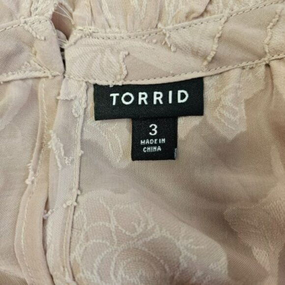 Torrid Floral Long Sleeve Blouse Chiffon Clip Bubble Hem Pink Size 3 3X 22-24 - Picture 7 of 11